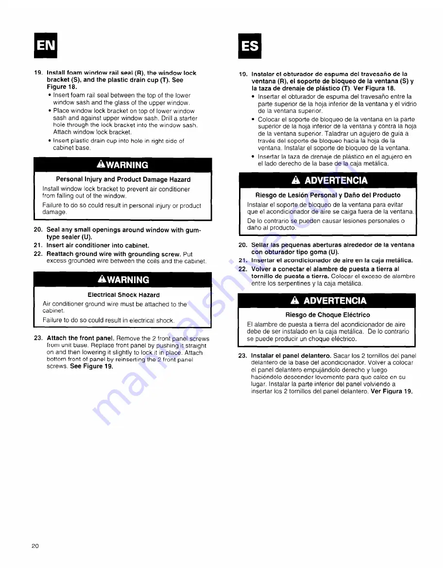 Roper Roper X18004D00 Installation & User Manual Download Page 20