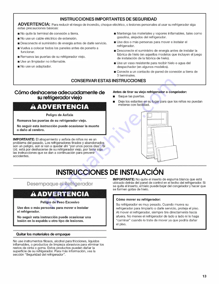 Roper RT18AKXKQ08 Use & Care Manual Download Page 13