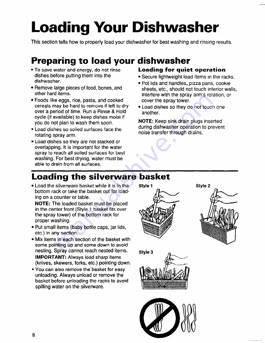 Roper UNDERCOUNTER DISHWASHERS User And Care Manual Download Page 8