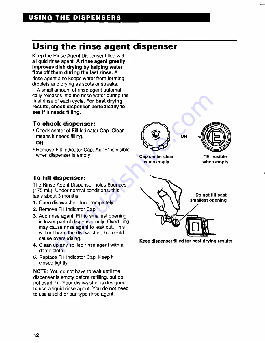 Roper UNDERCOUNTER DISHWASHERS User And Care Manual Download Page 12