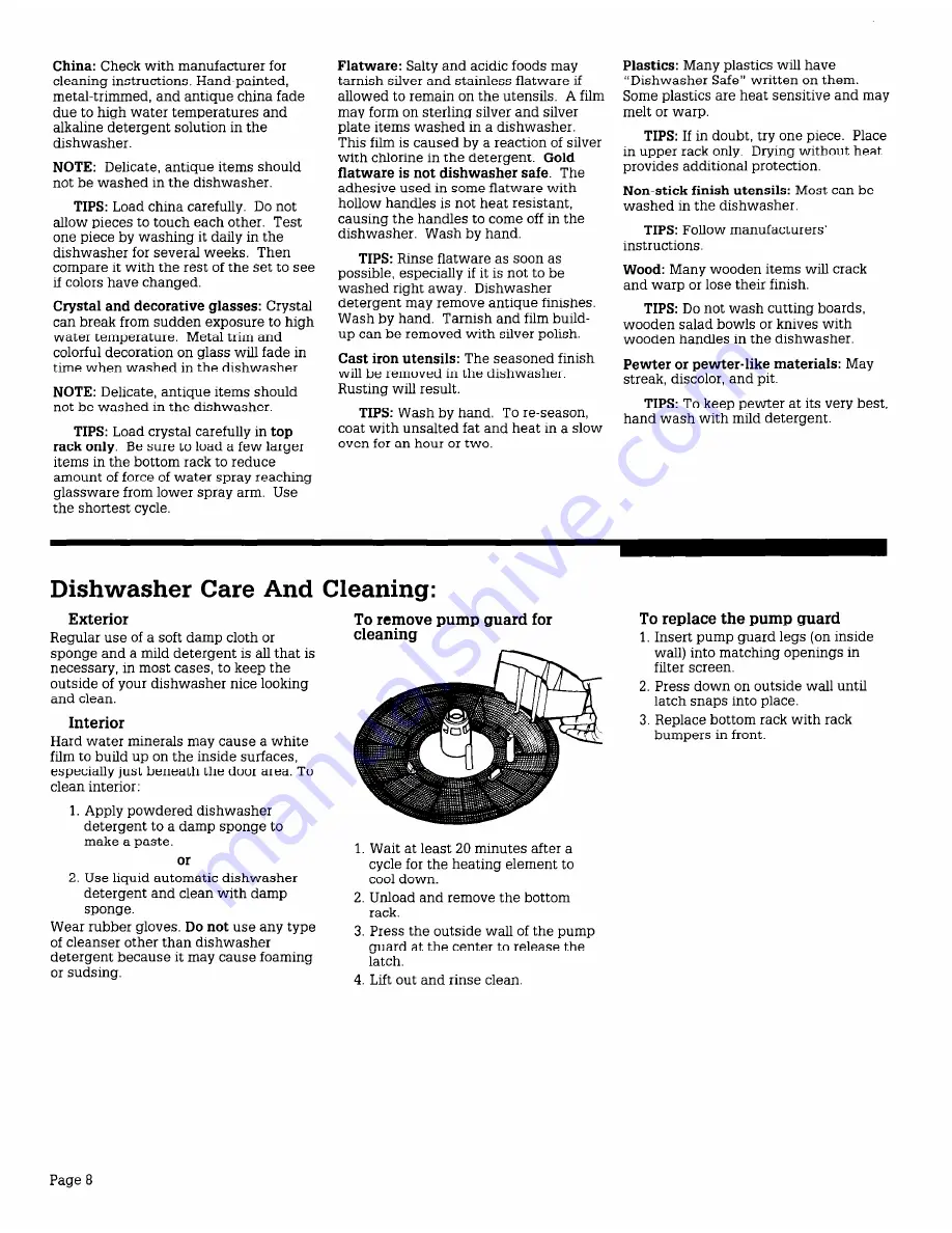 Roper WU3000V Use & Care Manual Download Page 8