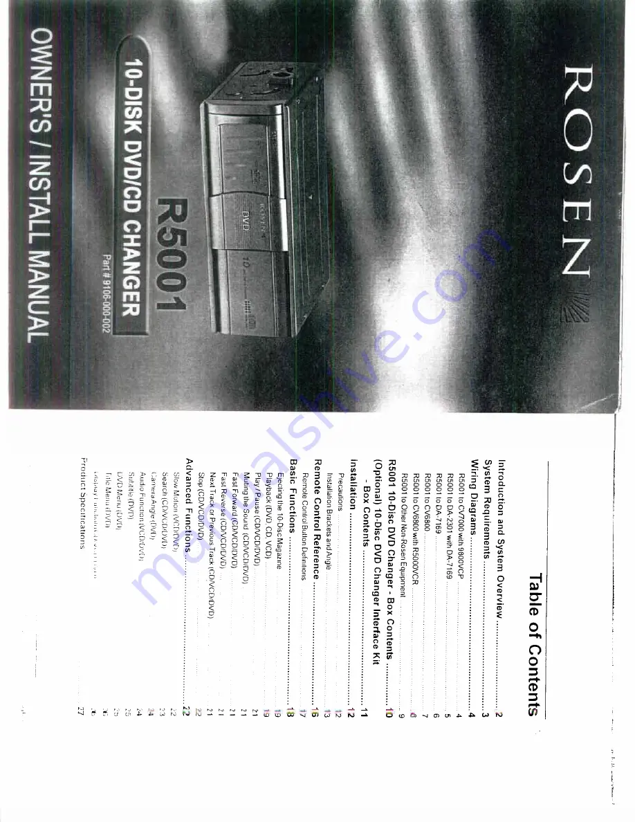 Rosen R5001 Owners & Installation Manual Download Page 1