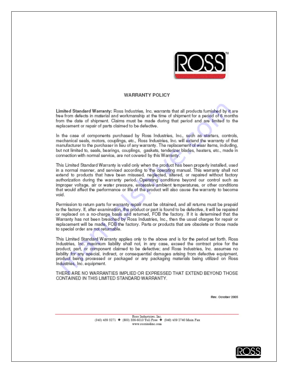 Ross TC700M Operator'S Manual Download Page 2