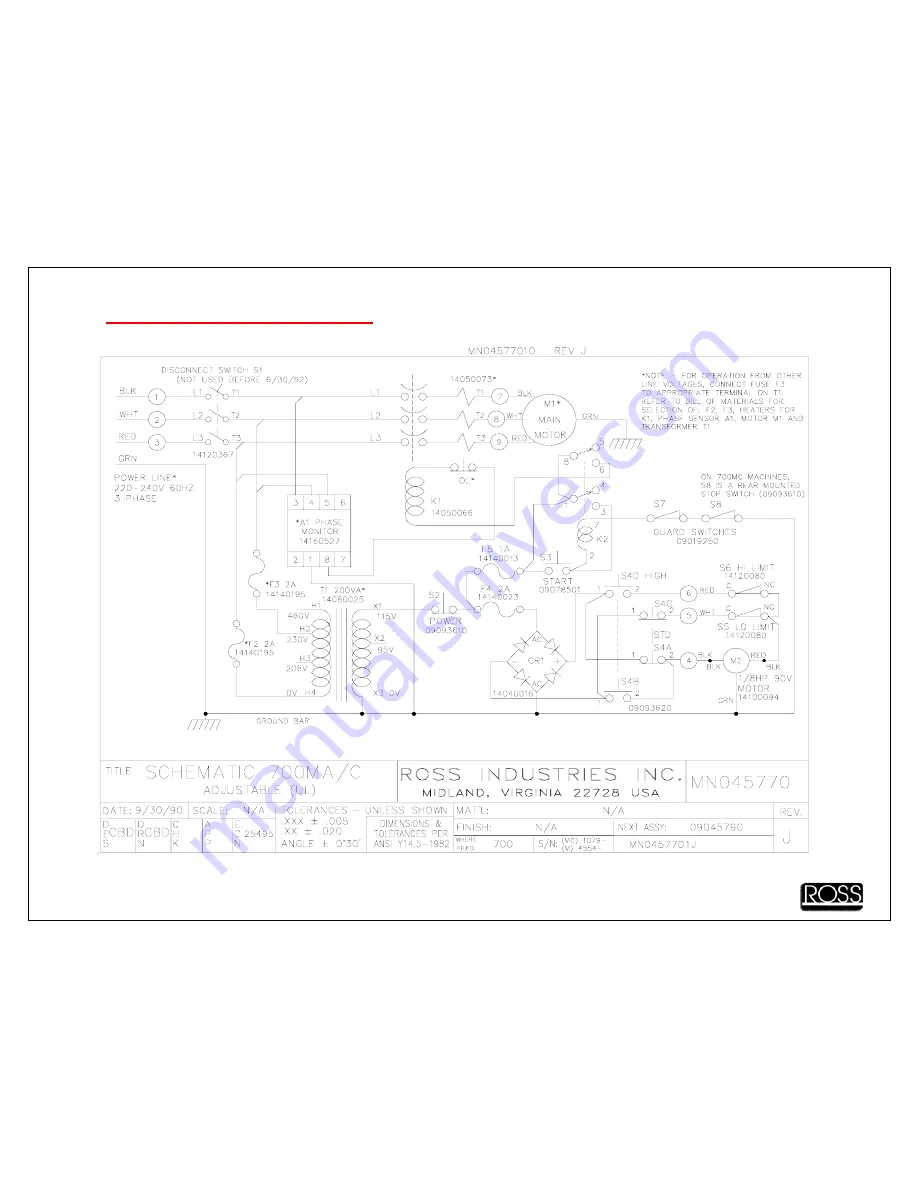 Ross TC700M Operator'S Manual Download Page 43