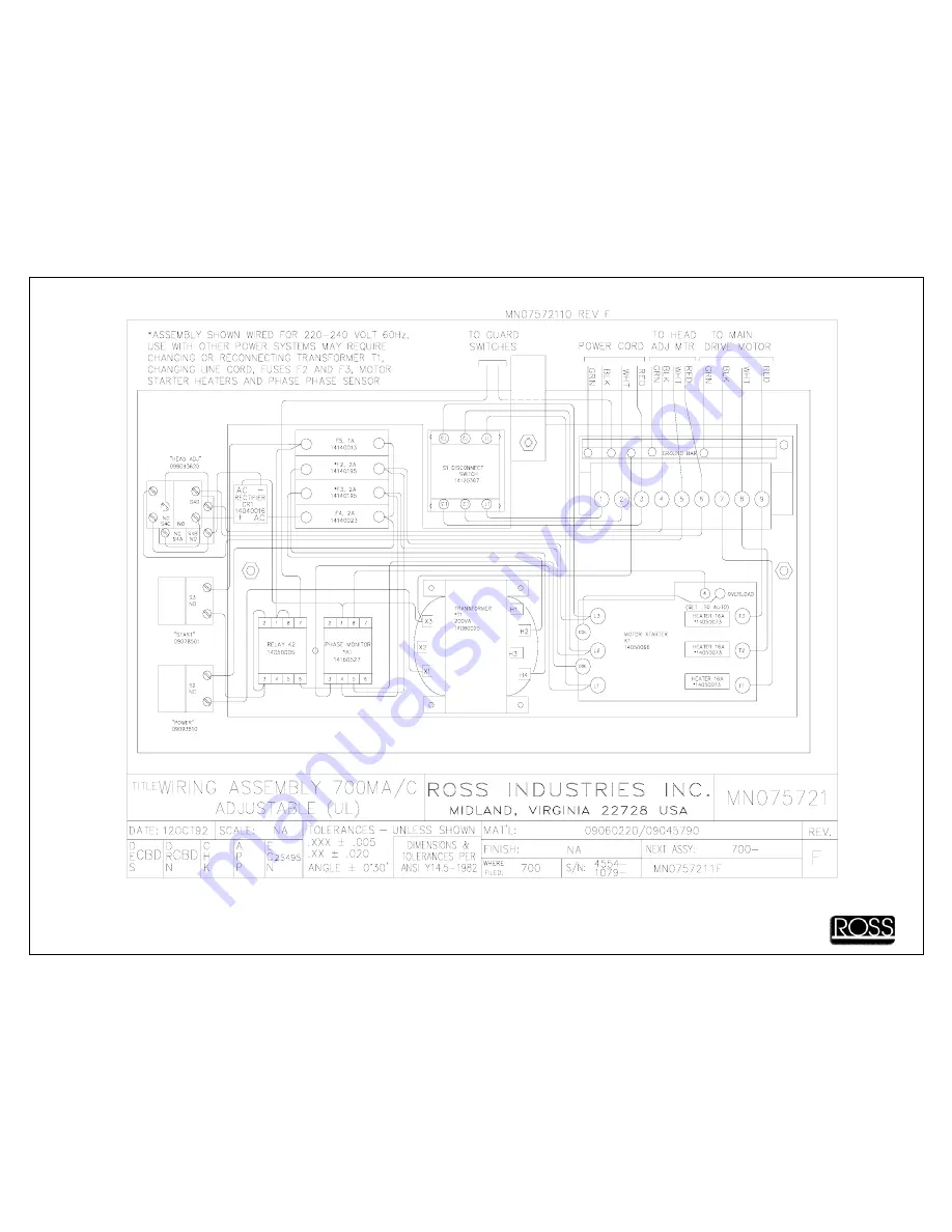 Ross TC700M Operator'S Manual Download Page 44