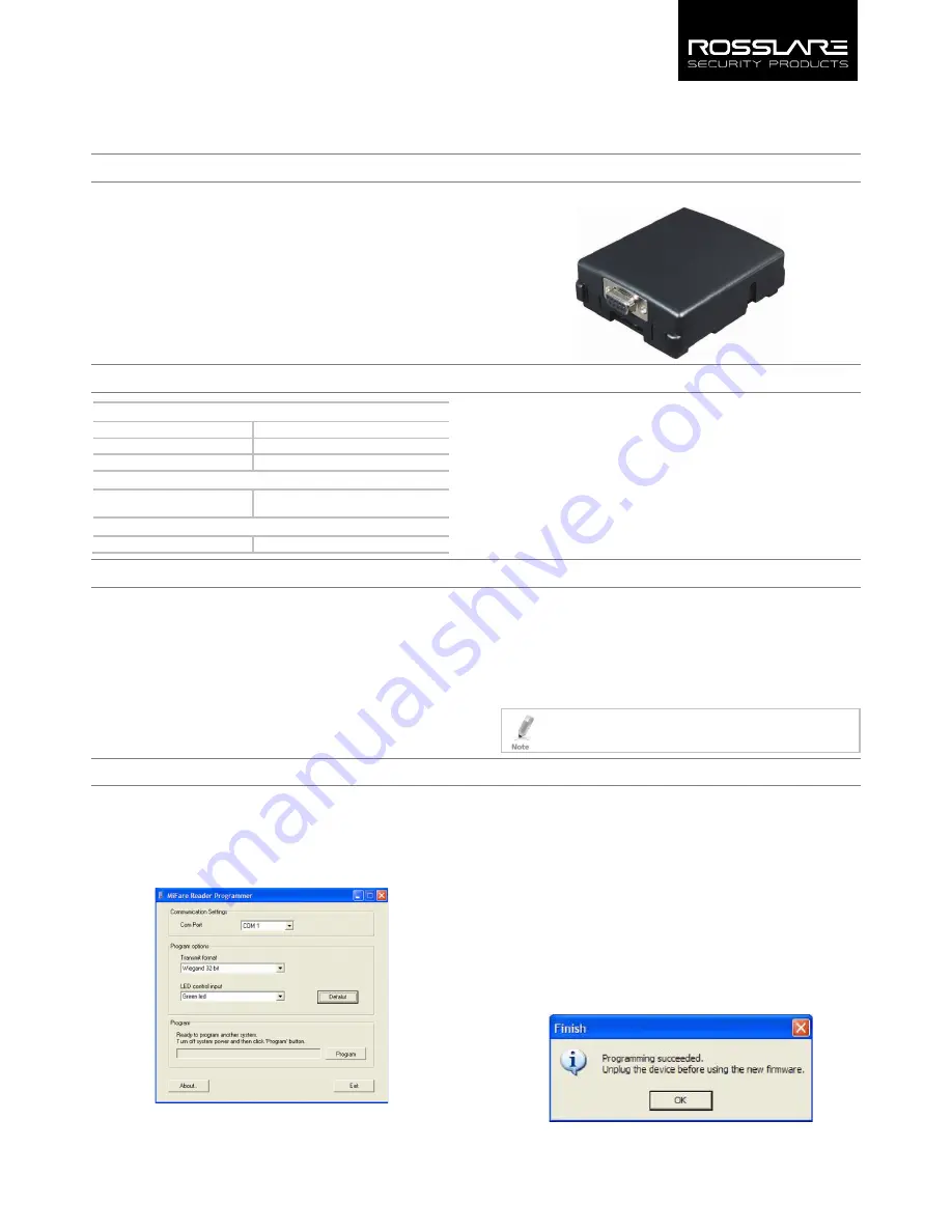 Rosslare MD-08B Installation And User Manual Download Page 1