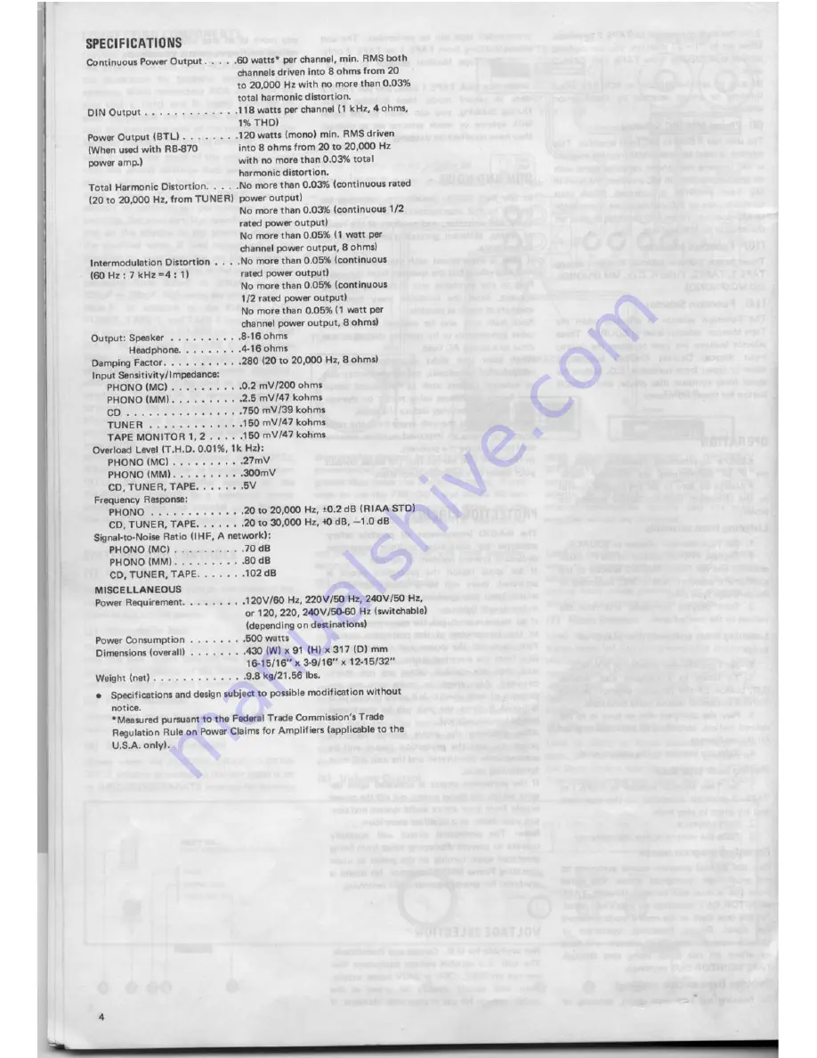 Rotel RA-870 Owner'S Manual Download Page 5