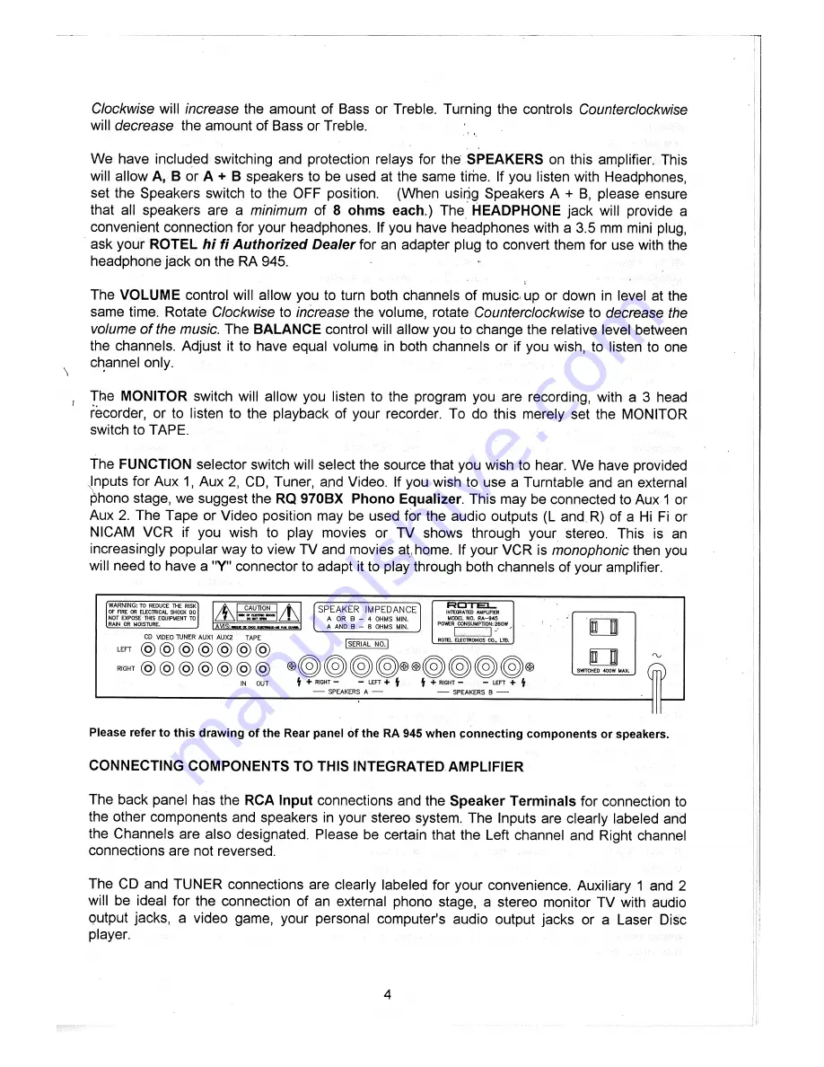 Rotel RA 945 Скачать руководство пользователя страница 5