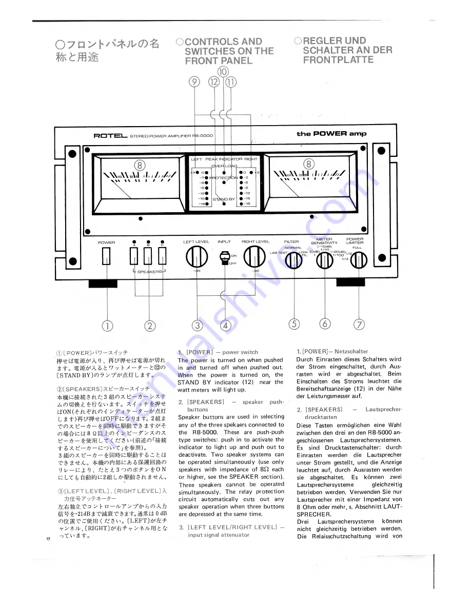 Rotel RB-5000 Скачать руководство пользователя страница 7