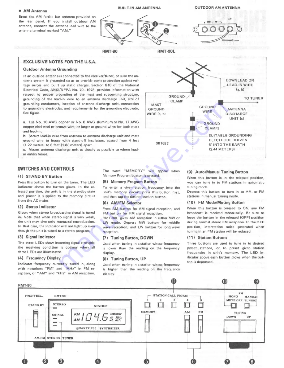 Rotel rmt-90 Скачать руководство пользователя страница 3