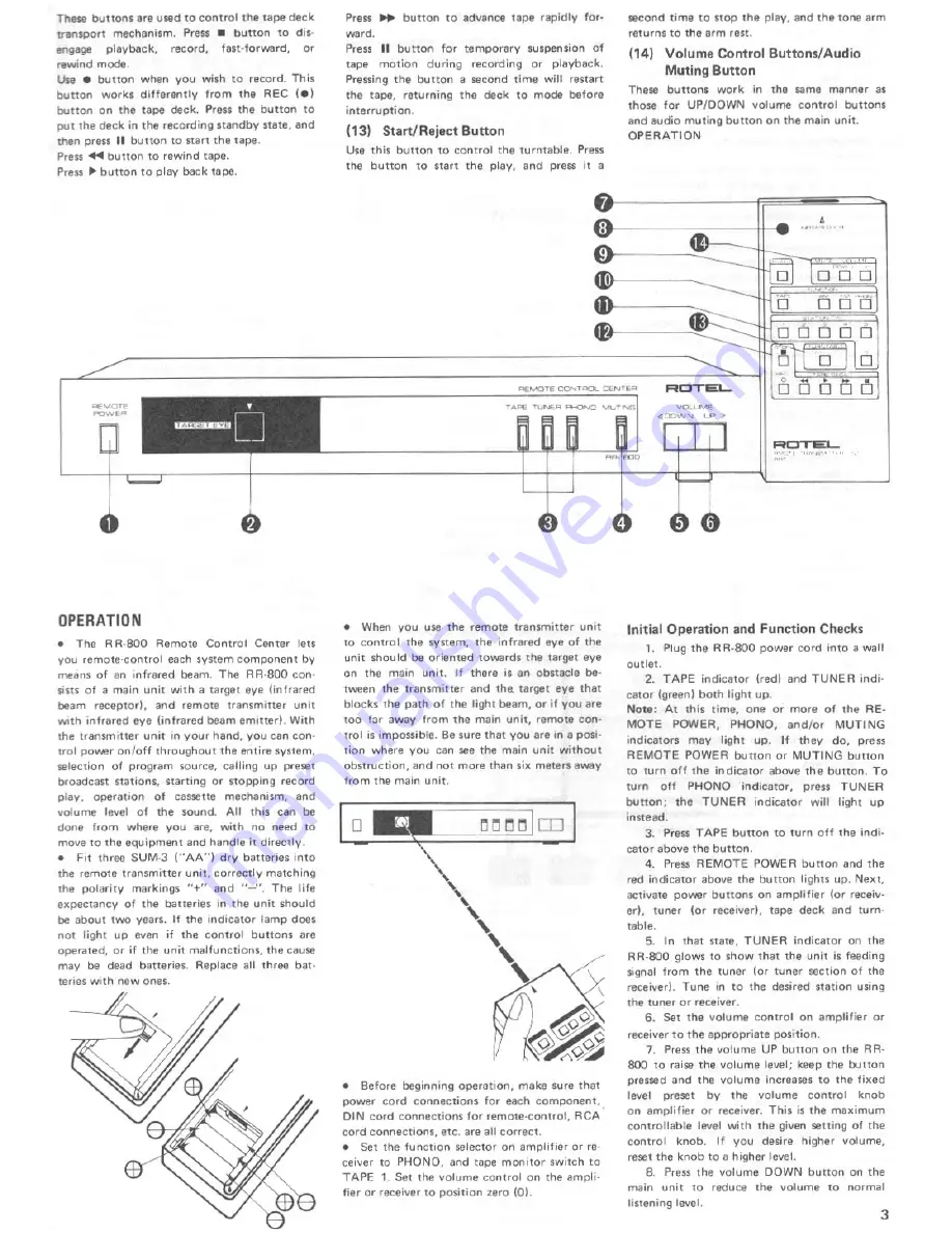 Rotel RR-800 Owner'S Manual Download Page 4