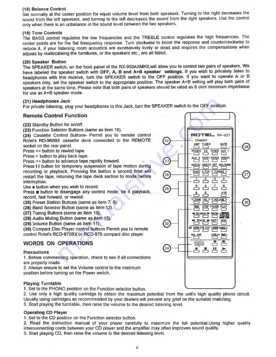 Rotel rx 950ax mk II Скачать руководство пользователя страница 7