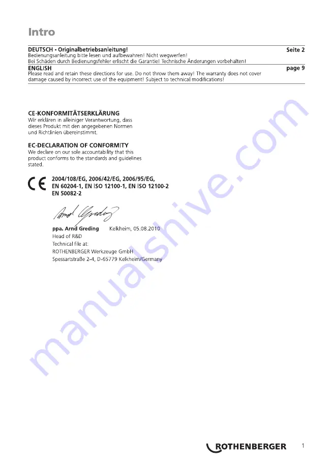 Rothenberger ROWELD BS 630 Plus Instructions For Use Manual Download Page 3