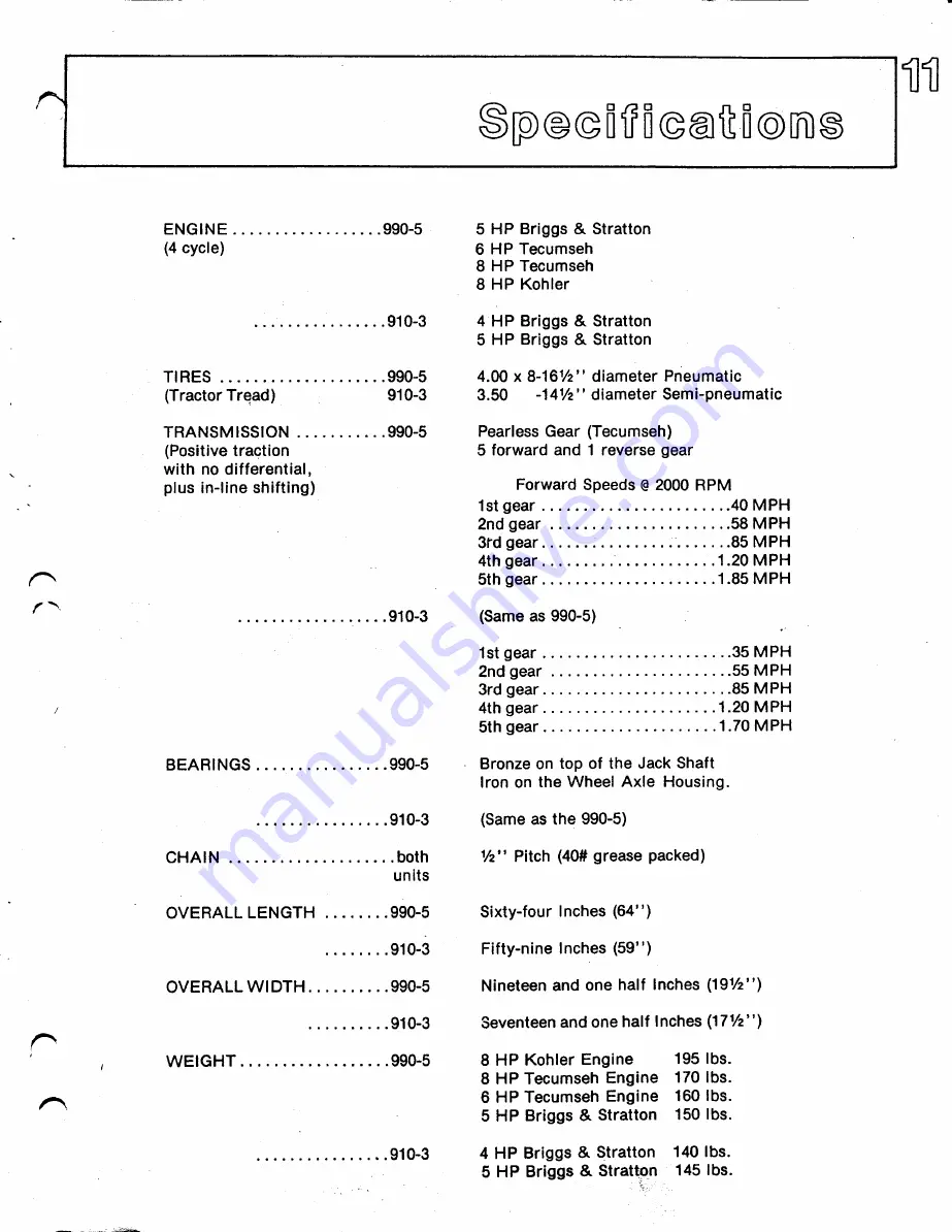 Roto-Hoe 910-3 Assembly And Operations Instructions, Parts Manual Download Page 3