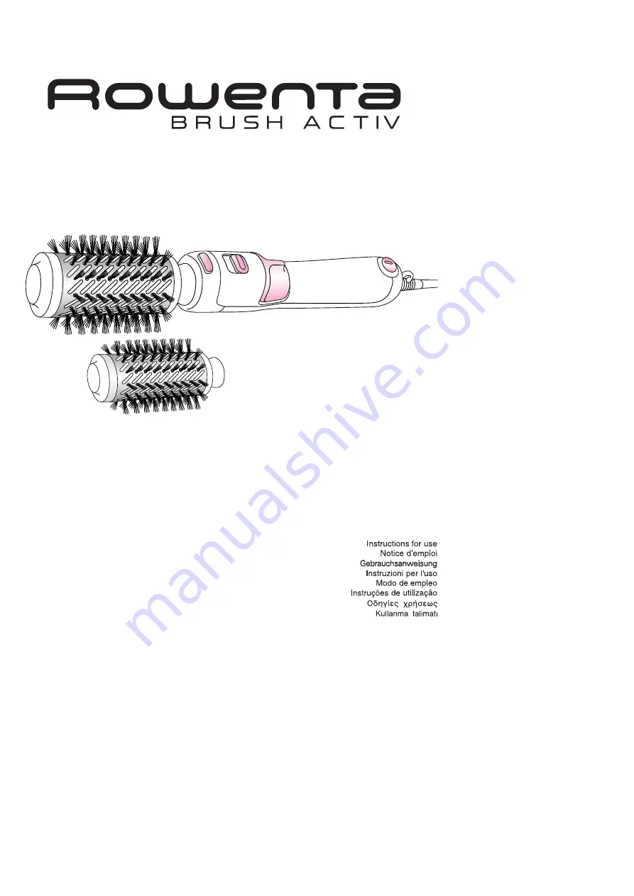 Rowenta Brush Activ CF9000 Instructions For Use Manual Download Page 1