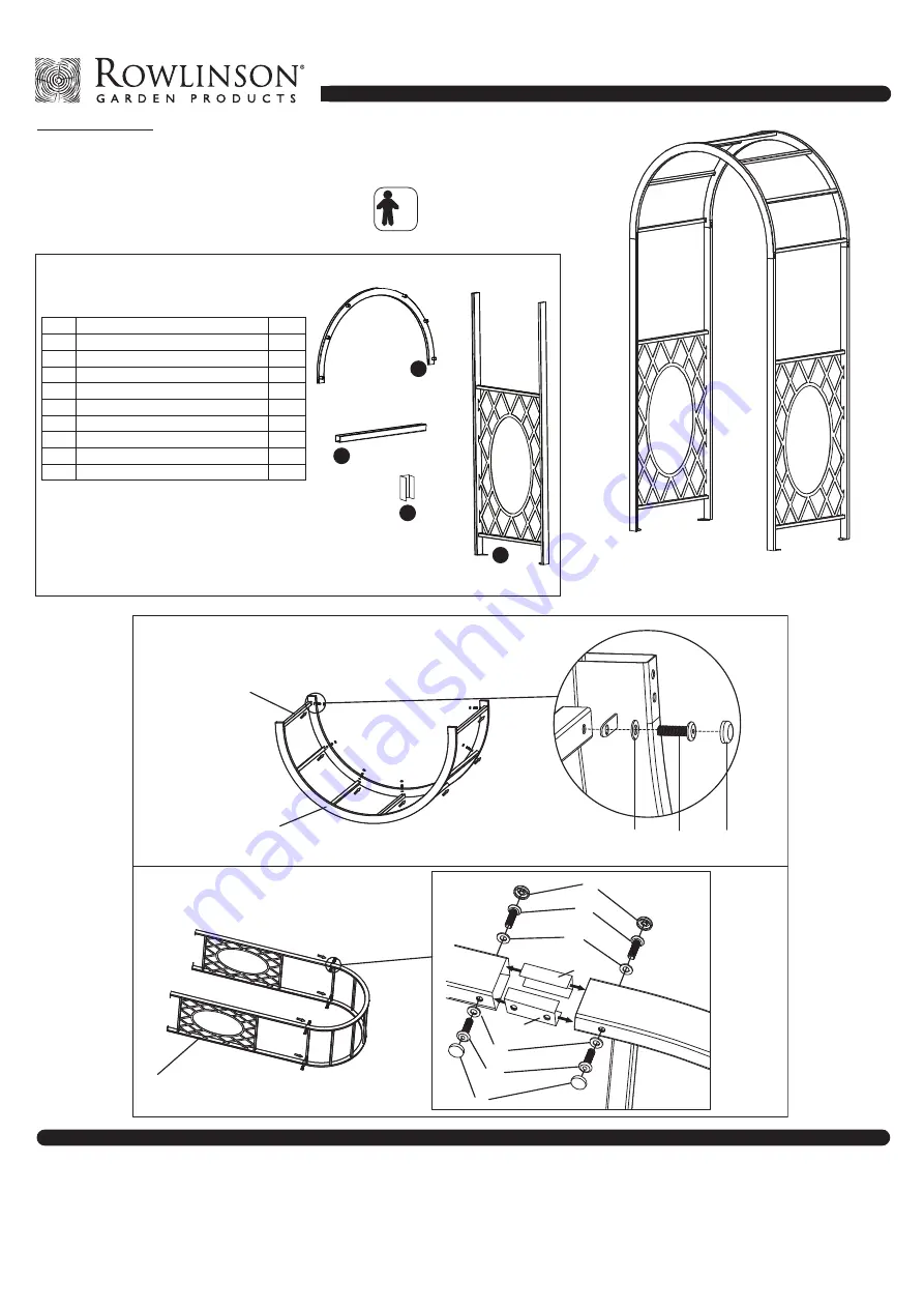 Rowlinson Garden Products Wrenbury Round Top Arch Assembly Instructions Download Page 1