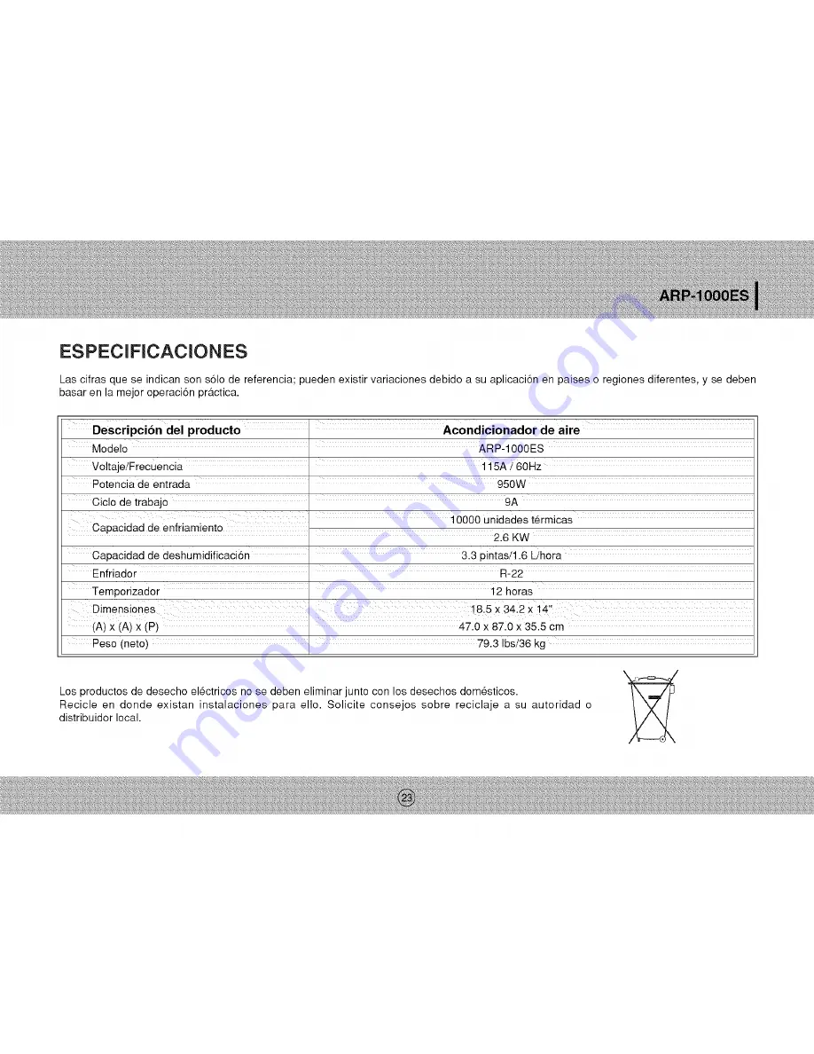 Royal Sovereign ARP-1000ES Owner'S Manual Download Page 23