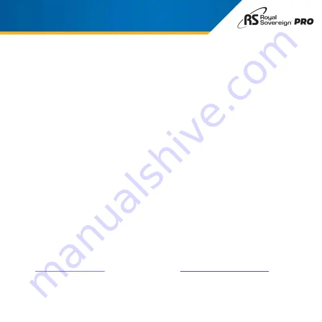 Royal Sovereign PRO HWS-480 Owner'S Manual Download Page 13