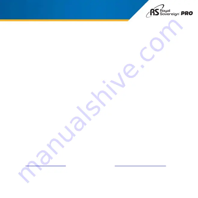 Royal Sovereign PRO HWS-480 Owner'S Manual Download Page 26