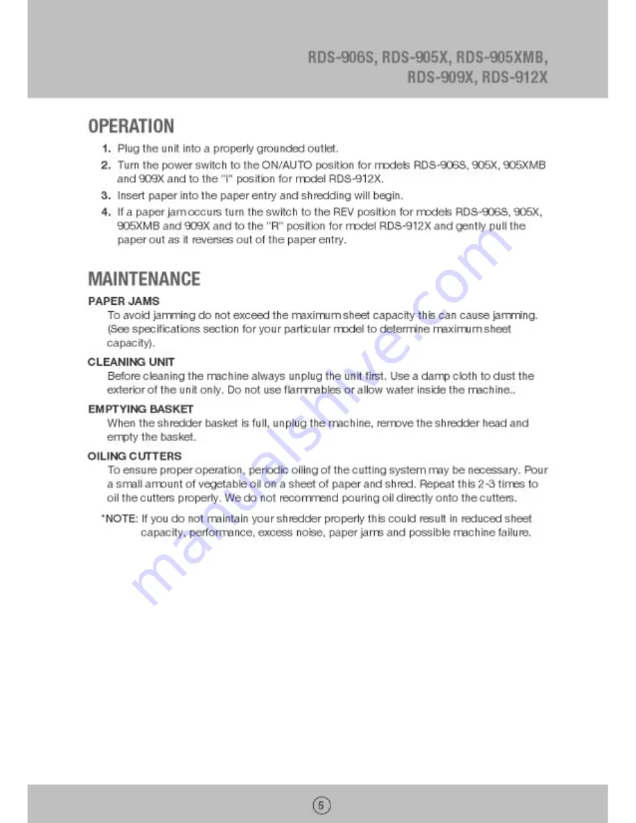 Royal Sovereign RDS-905X Owner'S Manual Download Page 5