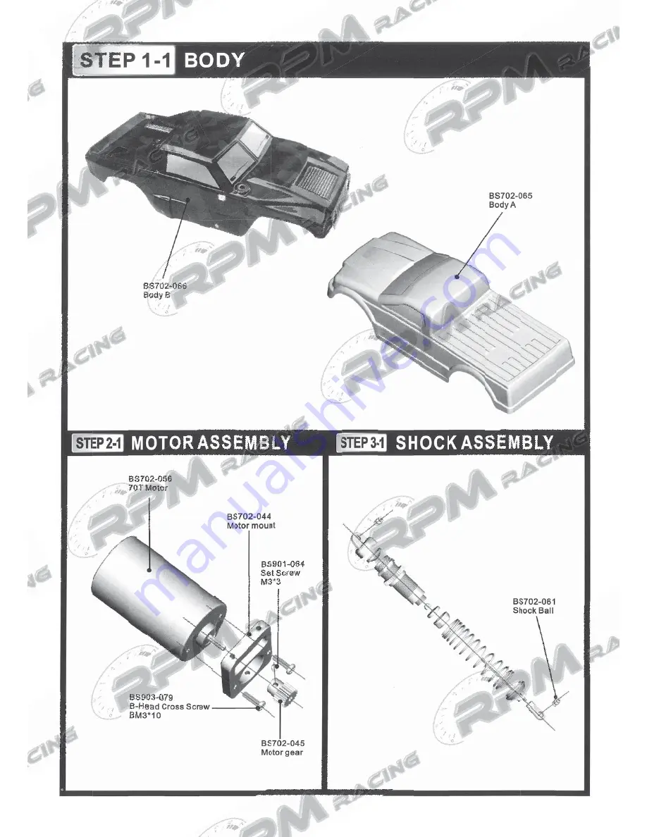 RPM racing BS702 Instruction Manual Download Page 5