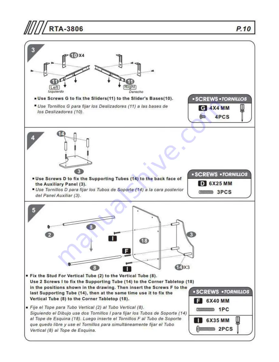 RTA rta-3806 Assembly Instructions Manual Download Page 10