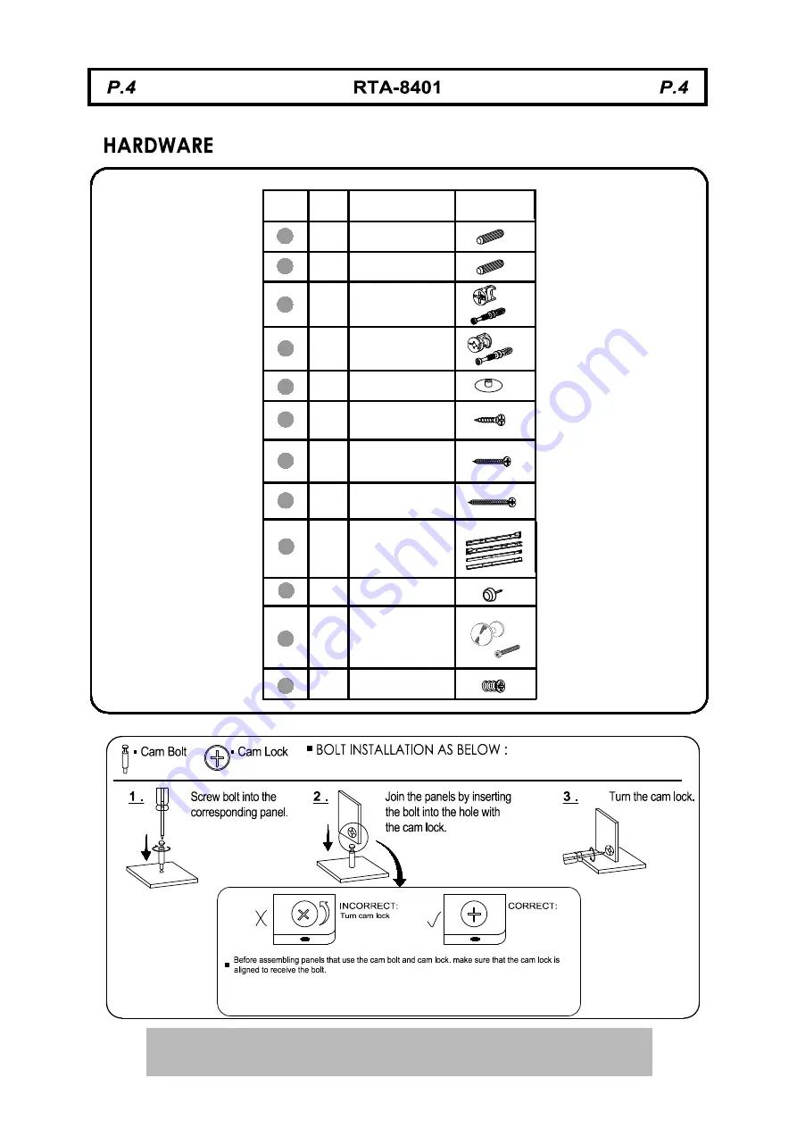 RTA Techni Mobili RTA-8401 Assembly Instructions Manual Download Page 4