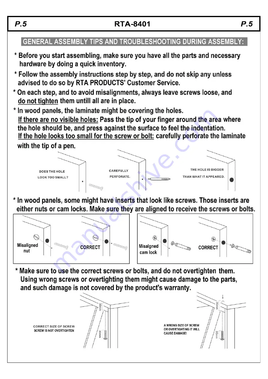 RTA Techni Mobili RTA-8401 Assembly Instructions Manual Download Page 5