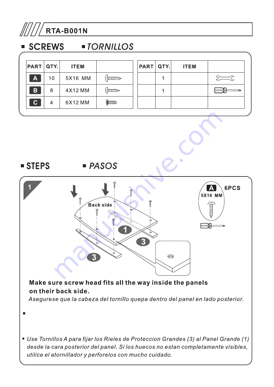 RTA Techni Mobili RTA-B001N Assembly Instructions Manual Download Page 7