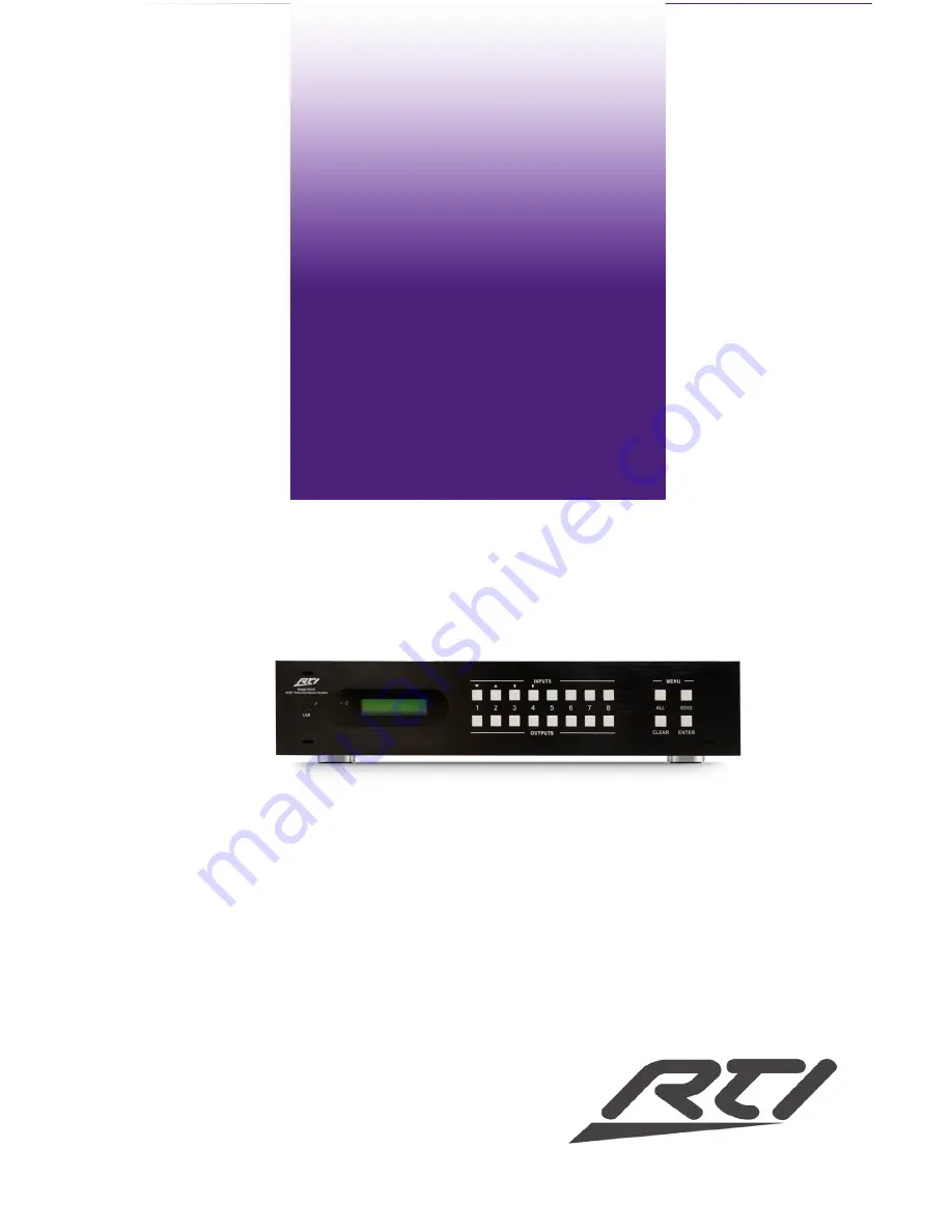 RTI VHD-8 Installation And Operation Manual Download Page 1