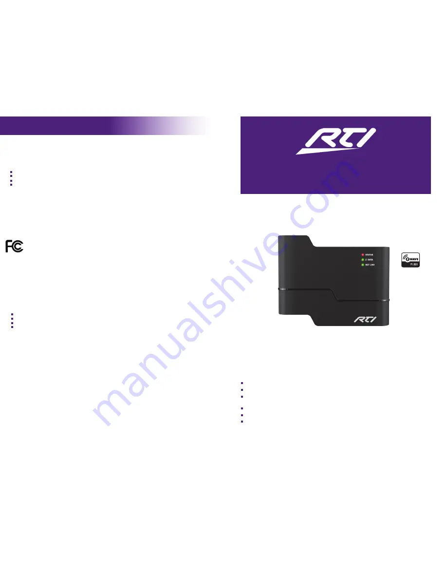 RTI ZW-9 Quick Reference Manual Download Page 1