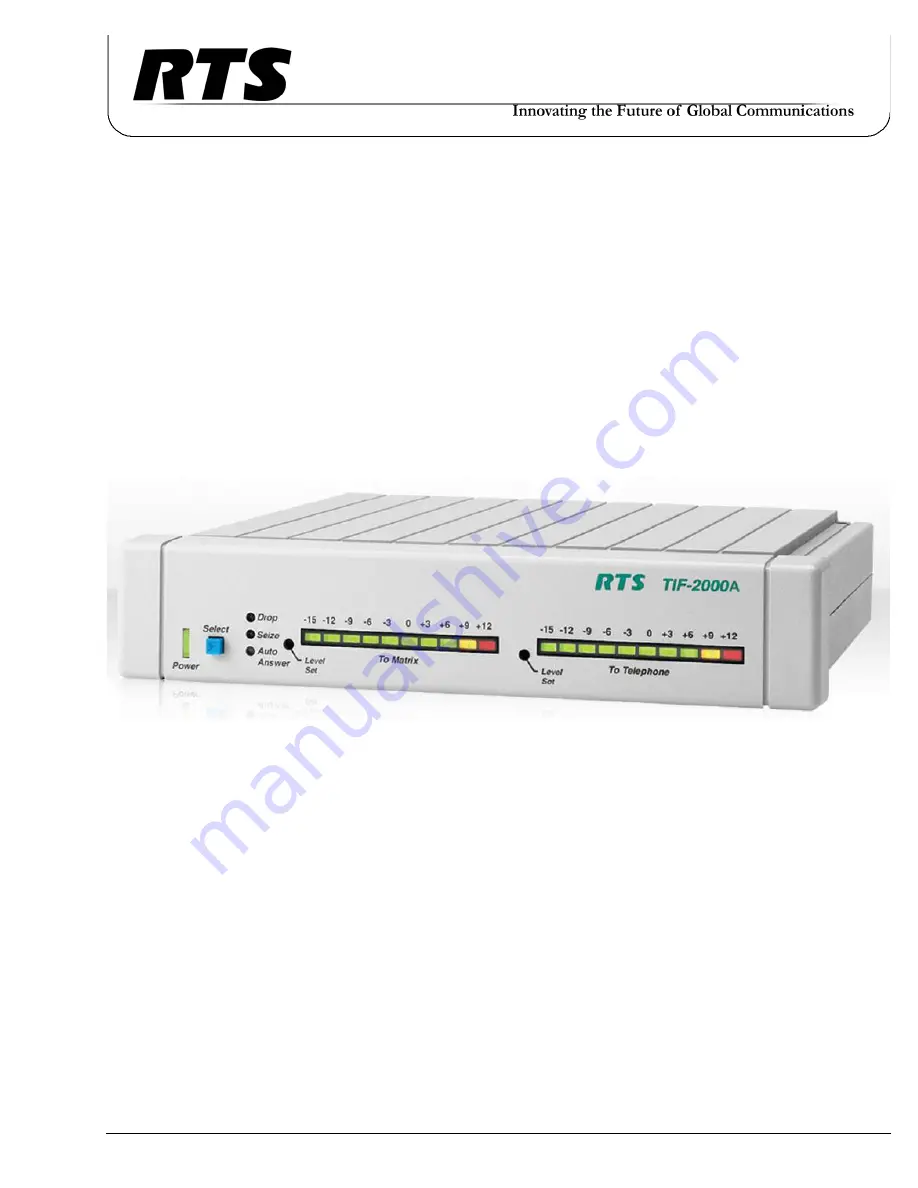 RTS TIF-2000A Manual Download Page 1