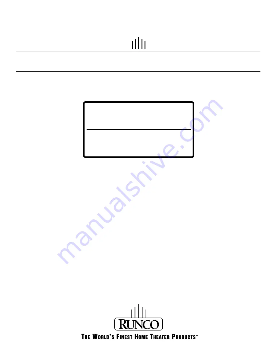 Runco DTV-1101 Owner'S Operating Manual Download Page 1