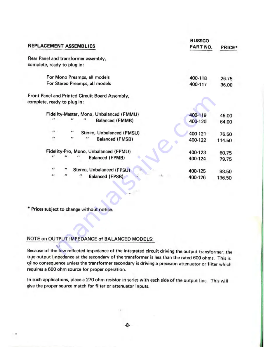 Russco Fidelity-master Manual Download Page 10