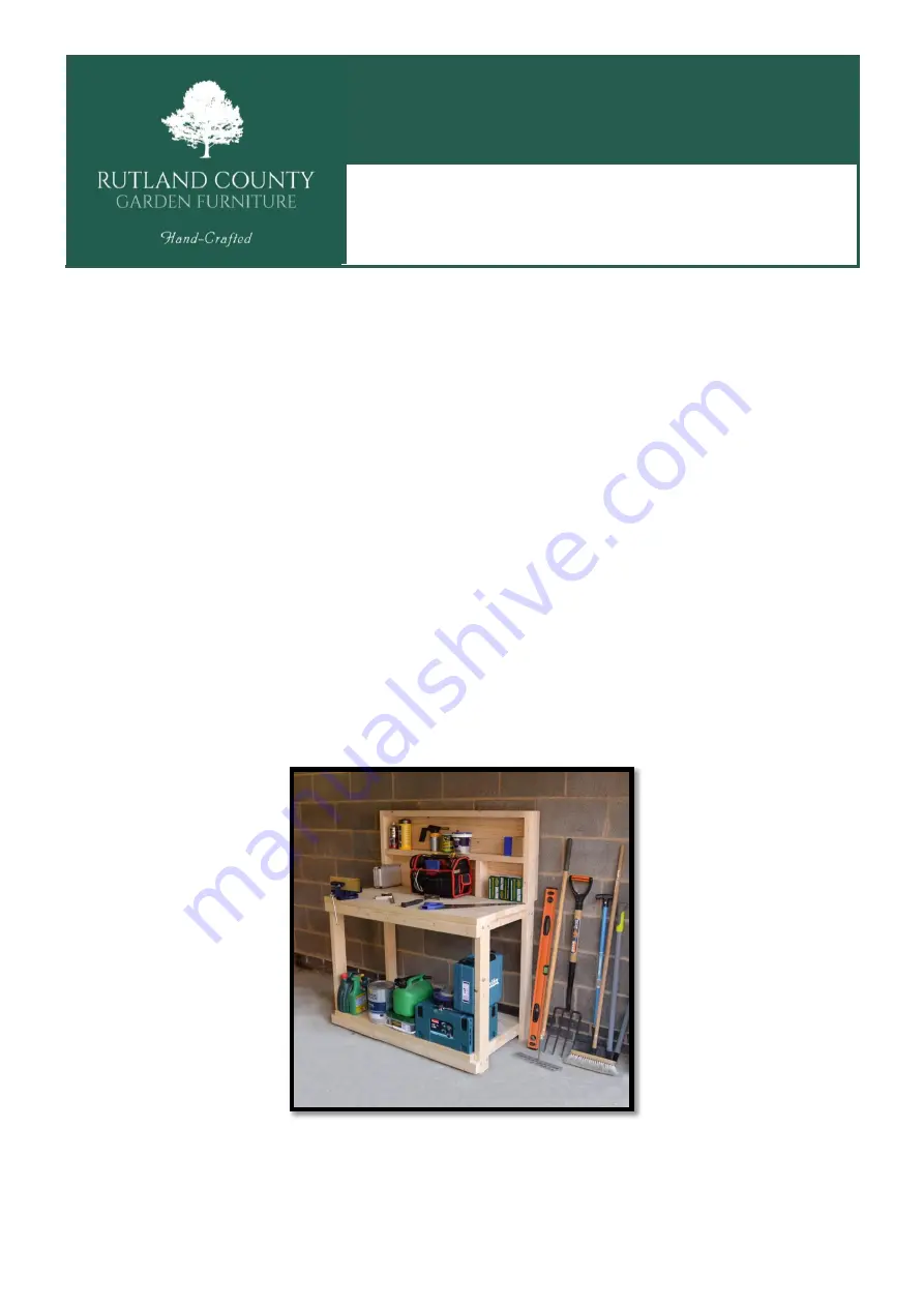 Rutland County Garden Furniture Rutland workbench with back board Assembly Instructions Download Page 1