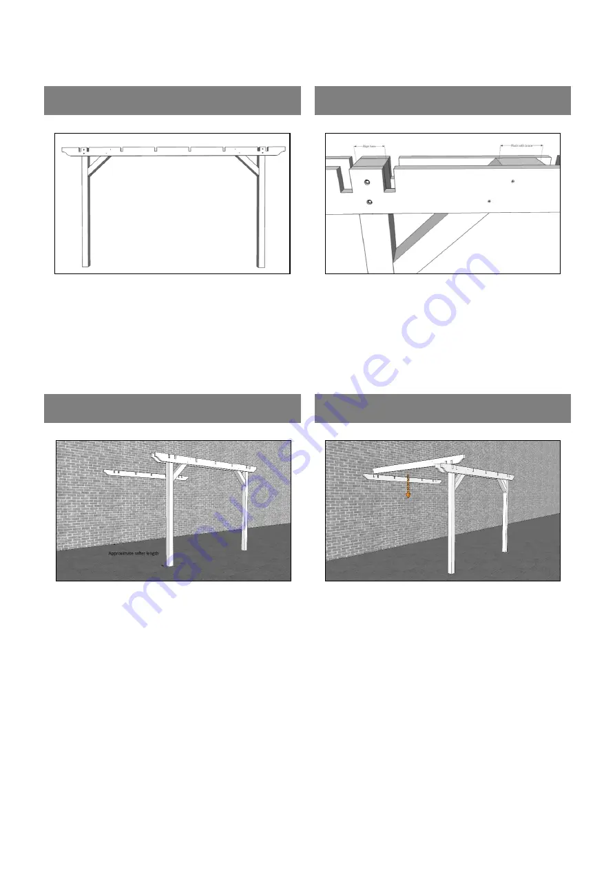 Rutland County Garden Furniture Wall Mounted Double Premium Pergola Скачать руководство пользователя страница 4