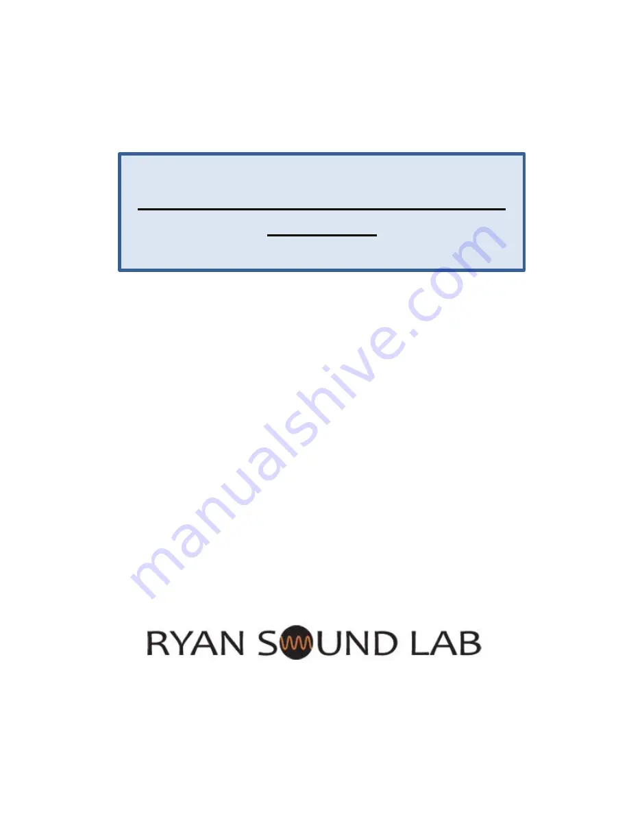 RYAN SOUND LAB MusicPower Z302 Remote Volume Control User Manual Download Page 1