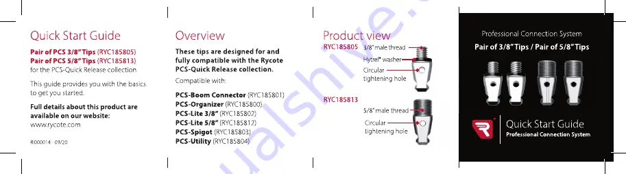 Rycote RYC185805 Quick Start Manual Download Page 1