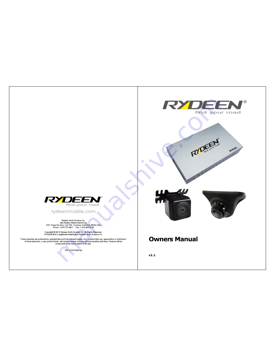 Rydeen BVR400 Owner'S Manual Download Page 1