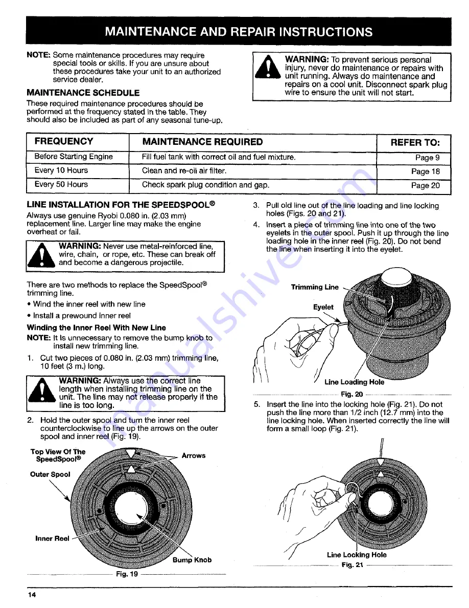 Ryobi 725rE Operator'S Manual Download Page 14