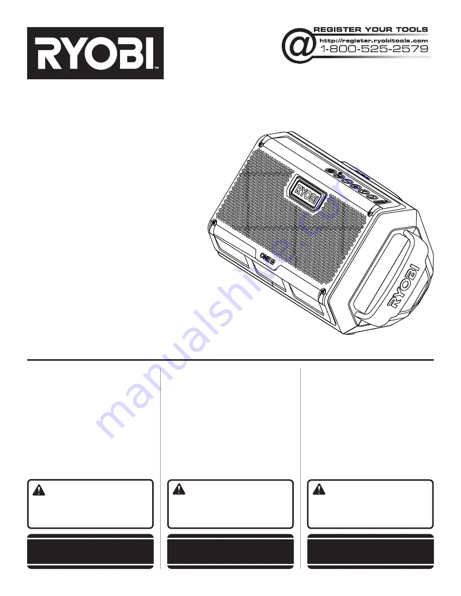 Ryobi ONE+ PAD01 Operator'S Manual Download Page 1