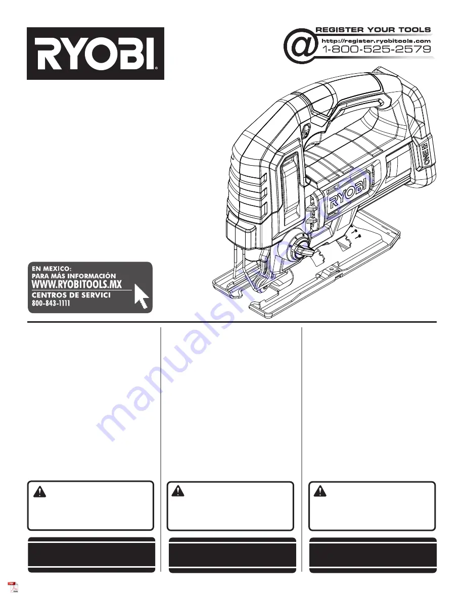 Ryobi PCL525 Operator'S Manual Download Page 1