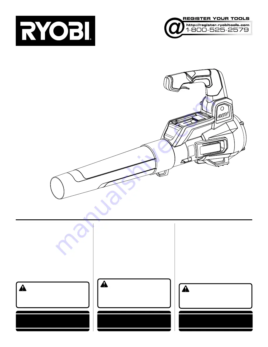 Ryobi RY404012 Operator'S Manual Download Page 1