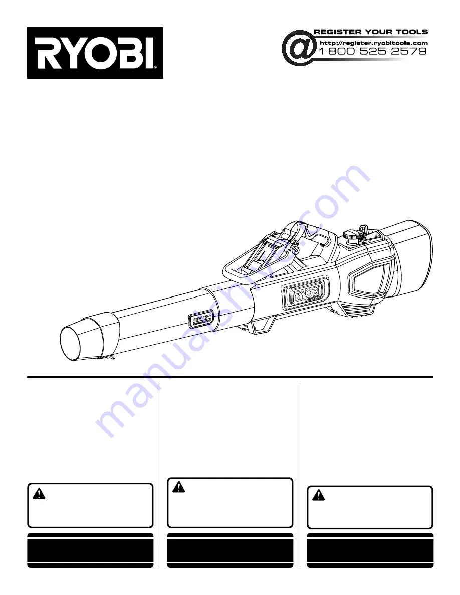 Ryobi RY404015 Operator'S Manual Download Page 1