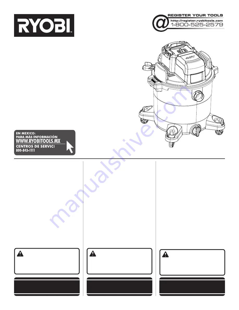 Ryobi RY40WD01 Скачать руководство пользователя страница 1