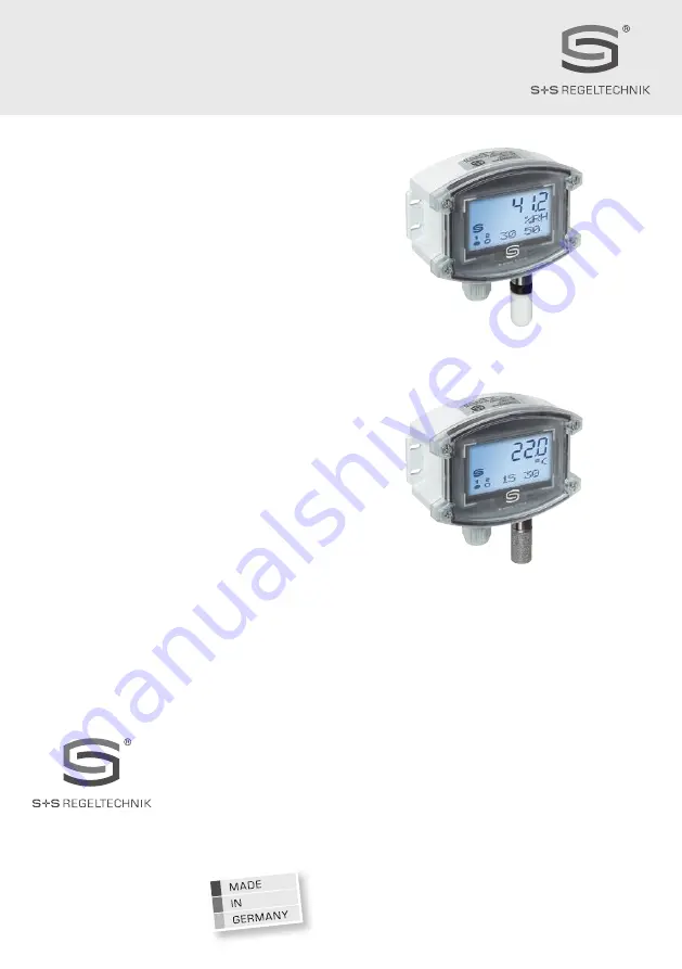 S+S Regeltechnik HYGRASREG AHT-30 Series Скачать руководство пользователя страница 1