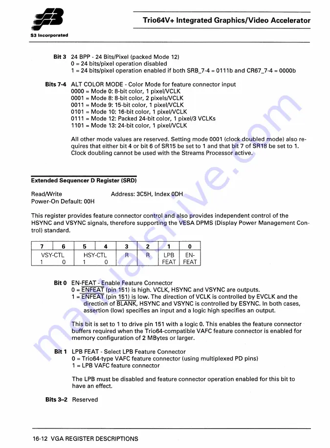 S3 Incorporated Trio64V+ Manual Download Page 151