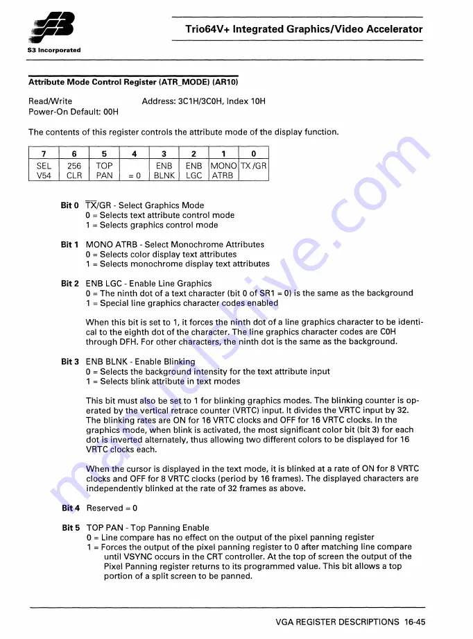 S3 Incorporated Trio64V+ Manual Download Page 184