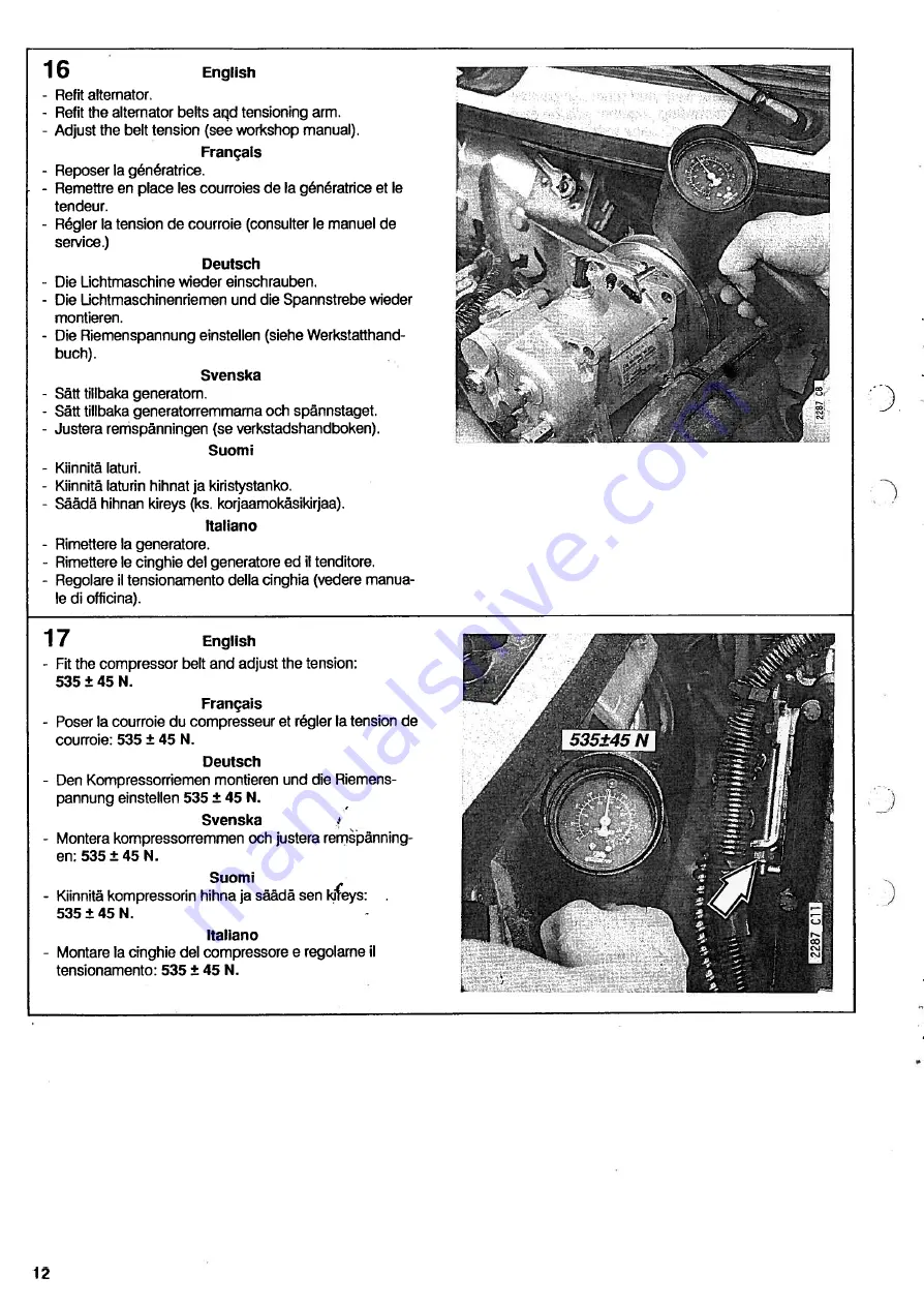 Saab 86 05 198 Installation Instructions Manual Download Page 12