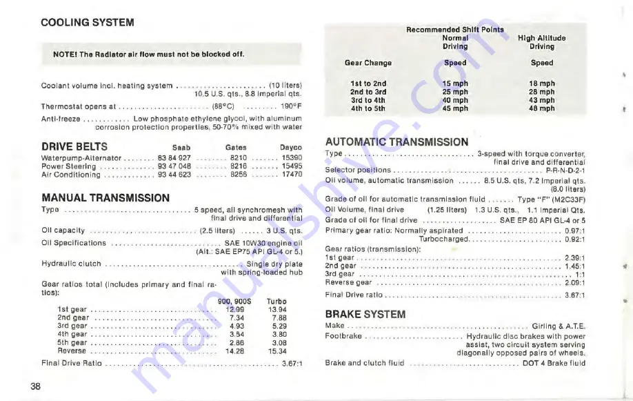 Saab 900 1983 Owner'S Manual Download Page 40